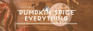 Pumpkin spice latte on wood table