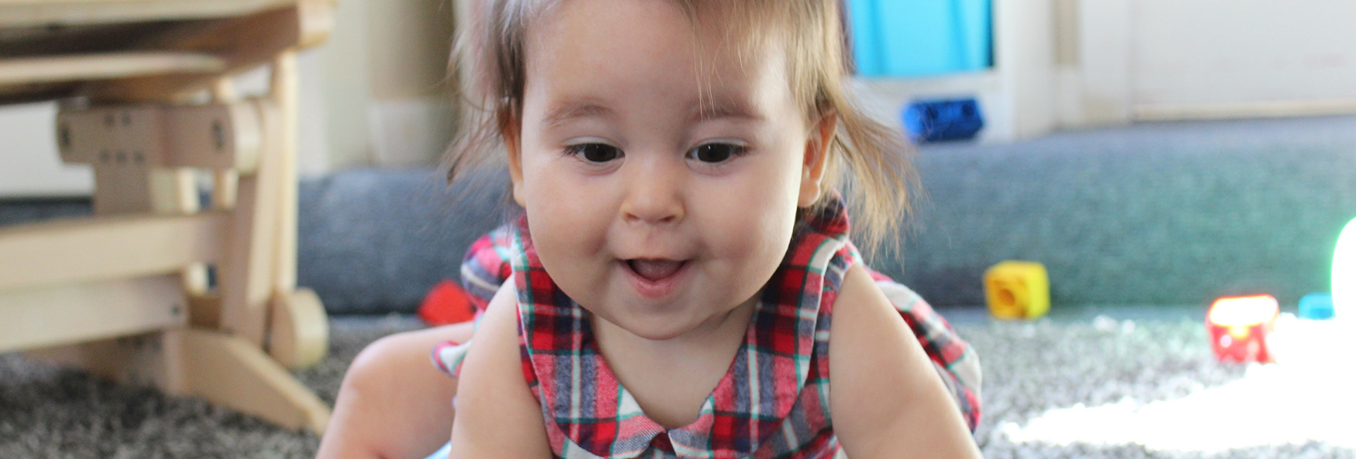 Baby in Church nursery crawling